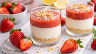 Erdbeer Kaesekuchen im Glas ohne Backen