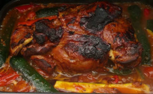 Lammkeule mit Schmorgurken