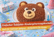 Einfacher Teddybär-Kindergeburtstagskuchen Einfacher Teddybär-Kindergeburtstagskuchen