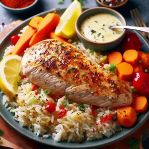 Thermomix All in One Hähnchen mit Paprika Möhren und Reis