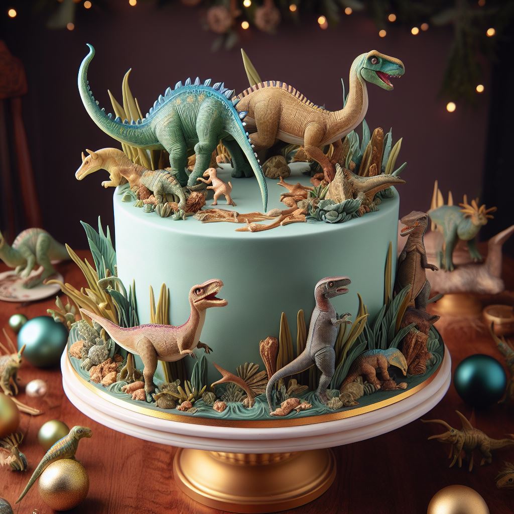 Décorations Gâteau Dinosaure - Set De 7 Pièces (4 Dinos, 2 Palmiers, 1 Volcan) Pour Anniversaire Enfant Thème Dino
