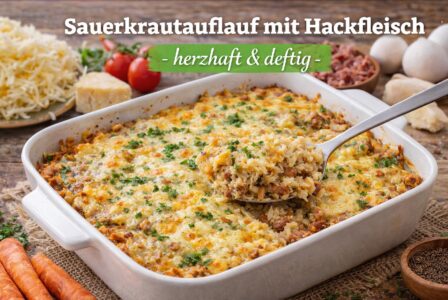 Kochrezept für einen leckeren Sauerkrautauflauf mit Hackfleisch