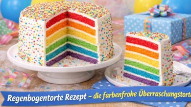 Regenbogentorte Rezept – die farbenfrohe Überraschungstorte
