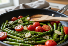 Grüner Spargel vegan, mediterran und noch einfach