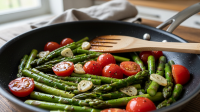 Grüner Spargel vegan, mediterran und noch einfach