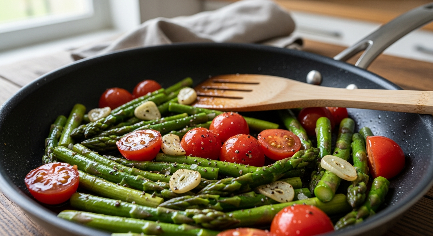 Grüner Spargel vegan, mediterran und noch einfach