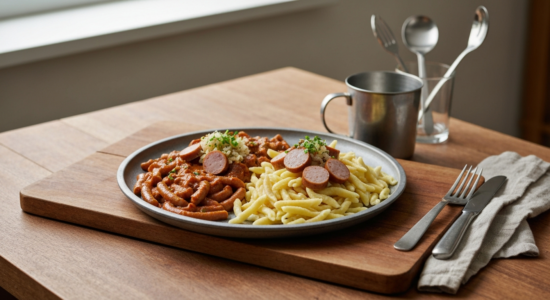 Linsen mit Spätzle und Würstchen aus dem Thermomix