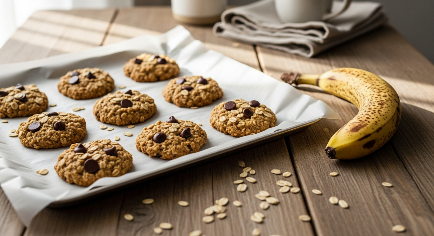 Haferflocken Kekse mit 3 Zutaten und Bananen - gesund & einfach