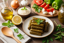 Gefüllte Weinblätter kurdisches Sarma Rezept vegan mit Reis