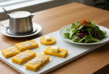 Thermomix® Parmesan Polenta Rauten mit Salat