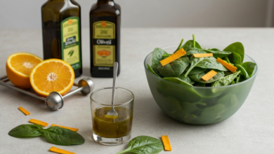 Dressing für Spinatsalat - einfach raffiniert und mit Öl und Essig