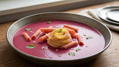 Rote Beete Sauce mit Pasta- veganes Rezept